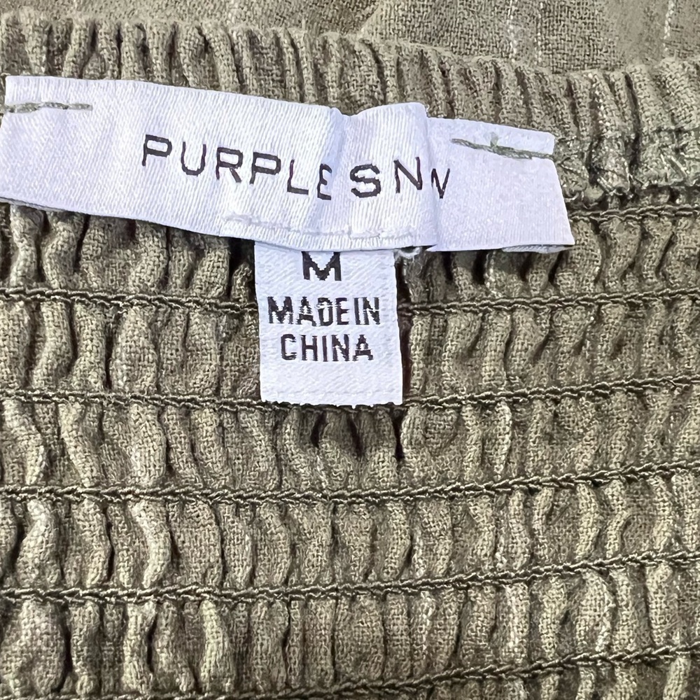 Purple Snow Spaghetti Strap Green Pin Stripes Mini Dress Size M - Picture 9 of 9